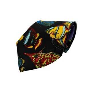 Surrey Necktie Black Colorful Tropical Fish‎ Novelty Polyester Mens Tie
